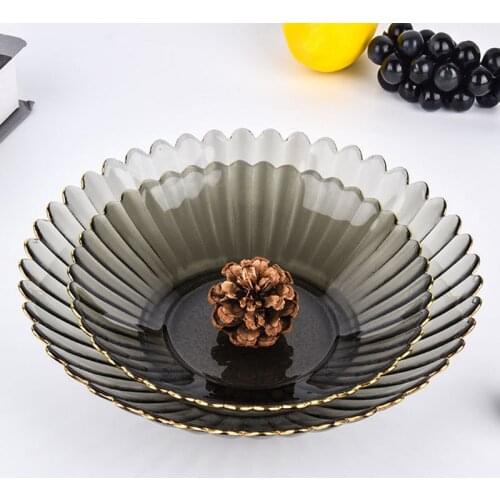 Nordic Phnom Penh Chrysanthemum Dish Lace Crystal Glass Plate Cute Fruit Plate Creative Home Dessert Plate Western Tableware