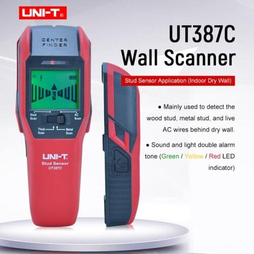 UNI-T UT387C Wall Scanner Metal Detector 4 in 1 AC Voltage Live Wire Wood Stud Finder Copper LCD HD Display Buzzer Calibration