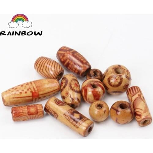 Mixed Wooden Round Square Irregular Shape Flower Stripe Pattern Beads For Jewelry making DIY 8-30mm 50g(about 50-100pcs)