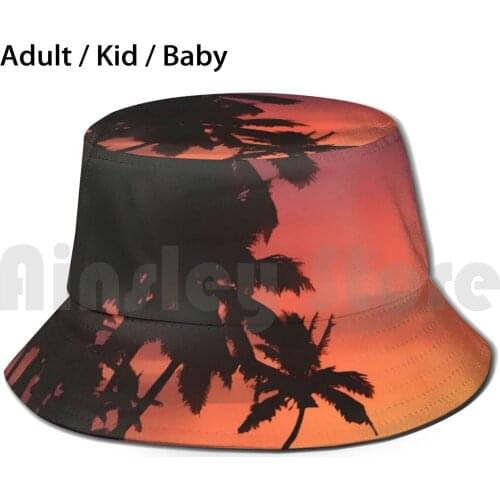 Palm Springs Sunset Sun Hat Foldable UV Protection Tropical Nature Palm Springs Exotic California Sunset Painting