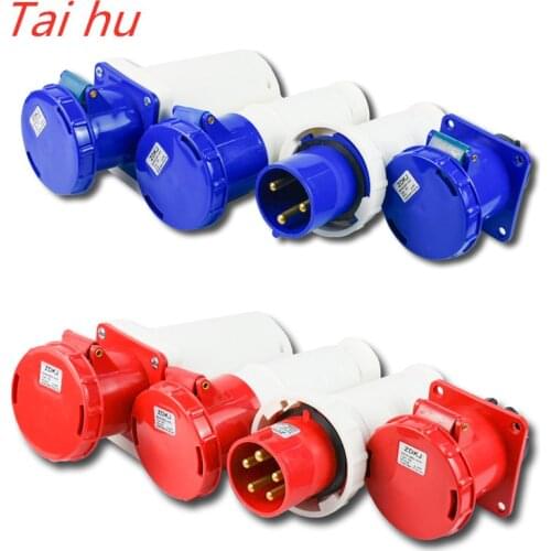 16A/32A 3P/4P/5P IP44 Waterproof Male Female Electrical Connector Power Connecting Industrial Plug Socket 380V High Power