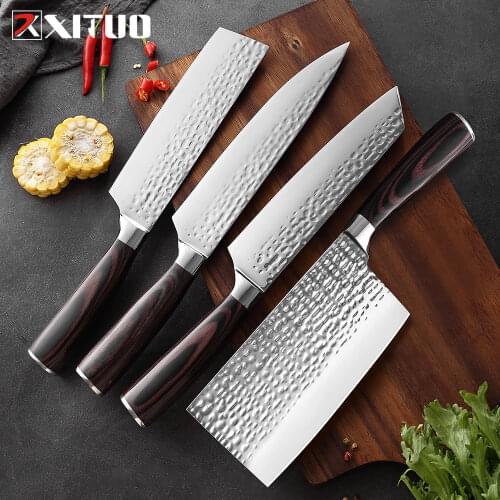 XITUO Stainless Steel Chefs Knife Handmade Forged Anti-stick Cleaver Household Utility Slicing Paring Vegetable Kitchen Knives