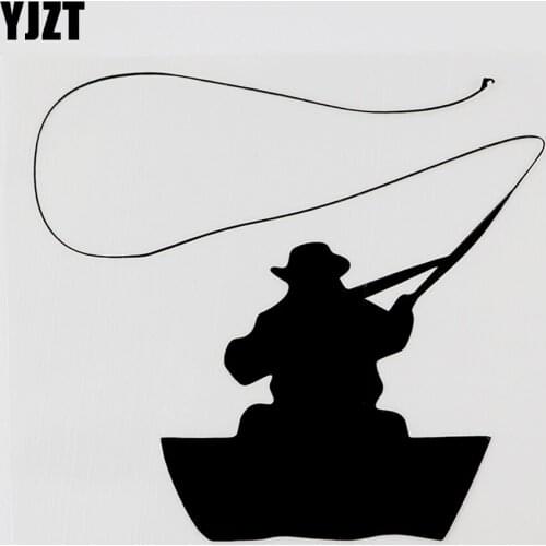 YJZT 13.6CMX12.1CM Creative Got Fly Fishing Decal Vinyl Car Sticker Black/Silver 8A-0935
