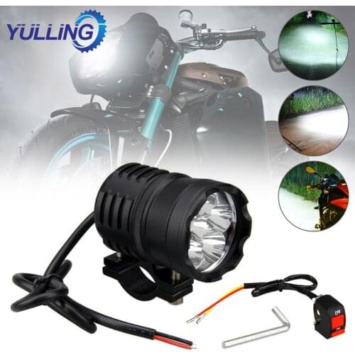 YULLING 1 Set LED 60W 6000LM 6500k 12V-80V 3-Modes Motorcycle Waterproof Headlight Fog Spot Light Auxiliary lamps & Switch
