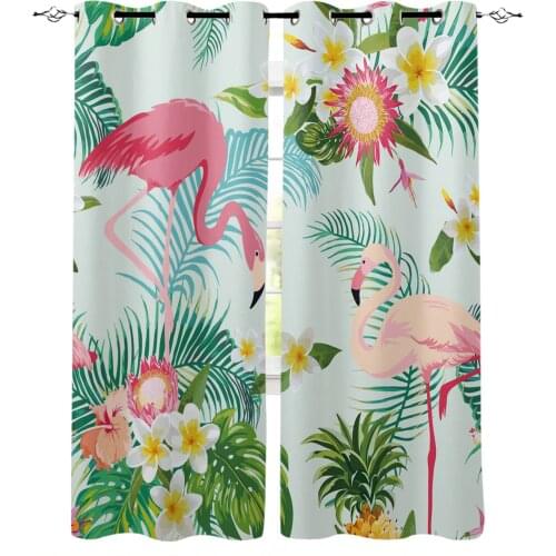 Flamingo Tropical Plant Flower Curtains for Kids Children Boys Girls Room Living Room Window Drapes Curtain Window Treatments