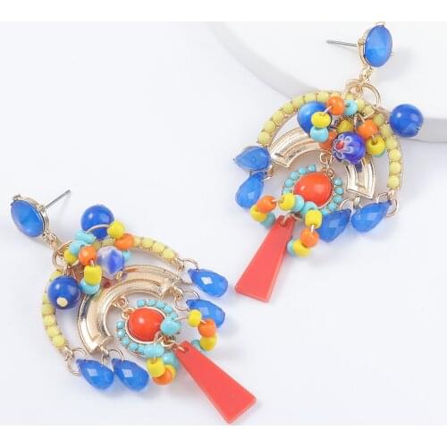 JIJIAWENHUA New Trend Ladies Resin Tassel Multilayer Drop Earrings Dinner Party Fashion Accessories