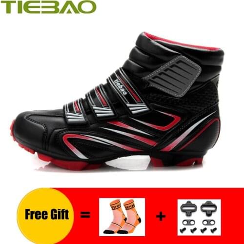 TIEBAO winter mountain bike shoes men sapatilha ciclismo mtb cycling shoes with cleats women self-locking pro riding bike shoes