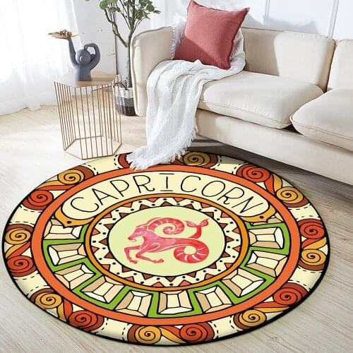 12 Constellation Capricorn Round Floor Mat Flannel Anti-slip Carpet Durable Carpet Floor Home Mat Bedroom Room Living Decoration