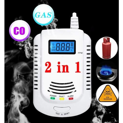 LPG GAS Detector Alarm Carbon Monoxide Sensor Digital LED Display Natural Leak Combustible 2 In 1Alarm System For Home