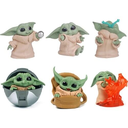 5-10pcs Disney Star Wars Baby Yoda Action Figure Doll Grogu Garage Kit Desktop Decor Collection Model Toy For Kid Christmas Gift