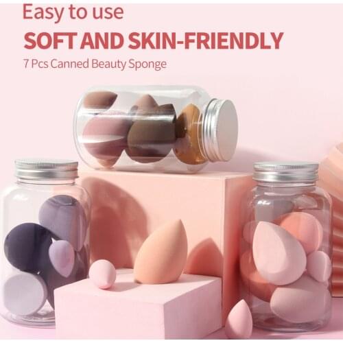 7PCS Beauty Makeup Sponge Eggs Foundation BB Cream Powder Makeup Tank Wet or Dry Use Puff Sponges Professional Maquillaje Tools