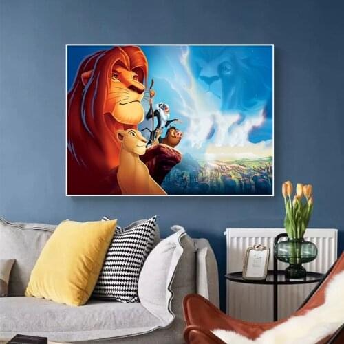 Lion King Anime Cartoon Abstract Retro Art Style Home Decoration Art Deco HD Quality Childrens Room Poster Canvas Painting