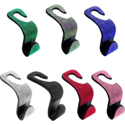 Shiny Diamond-studded Car Hook Universal Seat Headrest Hanger Storage Hook for Purse Bag Vehicle Interior Accessories