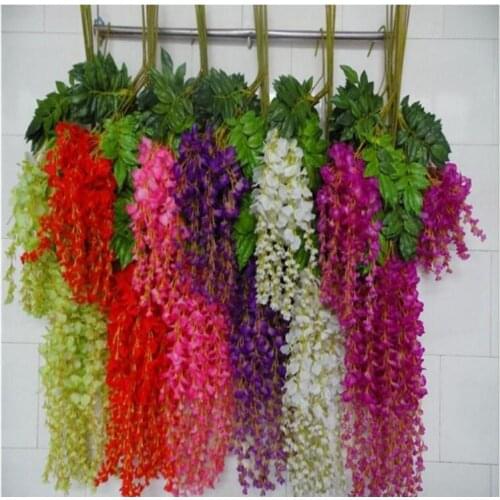 Free Shipping Simulation Artificial Silk Flowers Beautiful Wisteria Vine Birthday Christmas Ornaments For Party Wedding
