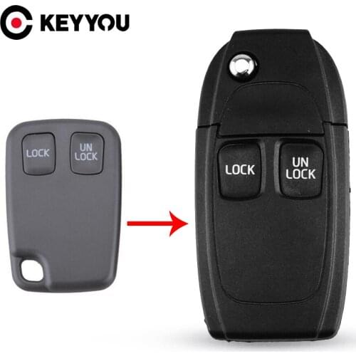 KEYYOU For Volvo Car Key Case Shell Cover Remote Folding For Volvo XC70 XC90 V50 V70 S60 S80 C30 Fob Replacement 2/34/5 Buttons