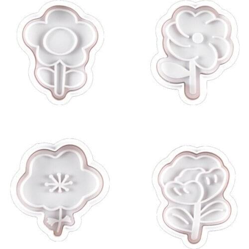 DIY 4pcs Flower Cookie Cutters Cake Tools Spring Biscuit Fondant Cutter Set Mould Baking Sugarcraft Mold