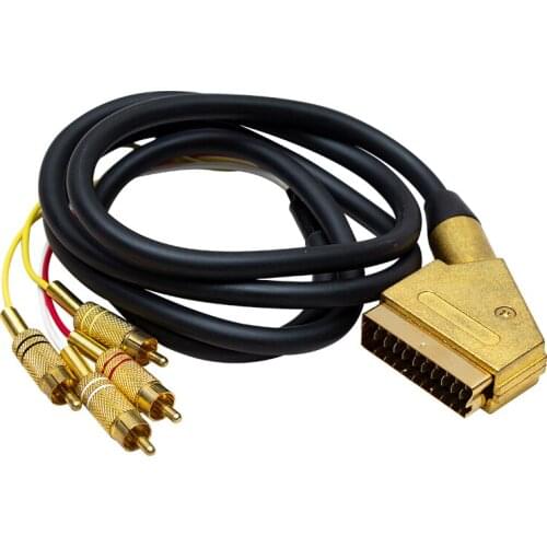 SCART TO RCA 4 1.2 METERS 8MM GOLD CABLE POWERMASTER