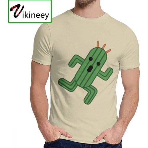 For Man Tee Shirt Final Fantasy Cactuar Cute Natural Cotton Funny Classic Round Neck Cartoon Design T-shirt