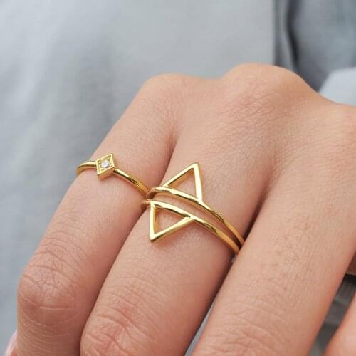 Chevron Ring V-shaped Rings Simple and Dainty Womens Fashion Stainless Steel Gold Silver Stocking Rings Jewelry Gifts