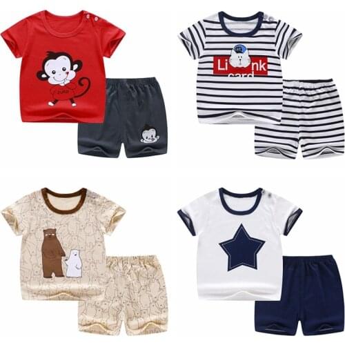 Summer Boys Clothes Suit Baby Girl Outfits 100% Cotton Top+Pant 2PCS Set Infant Newborn Clothing 6 9 12 18 24 Month