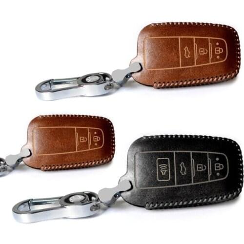 Leather Key Case For Toyota Camry Avalon Corolla RAV4 CHR Land Cruiser Prado Prius 2017 2018 2019 Fob Remote Cover 2/3/4 buttons