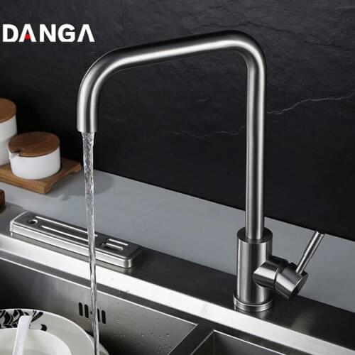 Kitchen Faucet Rotatable Brushed Sink Tap Stainless Steel Water Tap Hot and Cold Mixer Kitchen Spigots Hardware Home Improvement