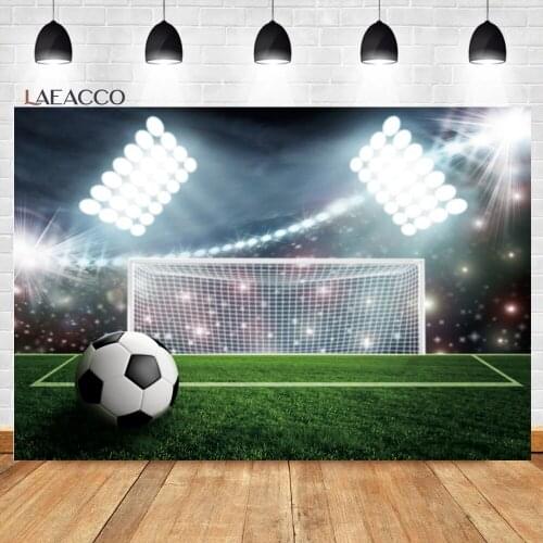 Laeacco Football Stadium Spotlight Grass Lawn Scenic Backgrounds For Boys Portrait Customized Photography Backdrops Photo Studio