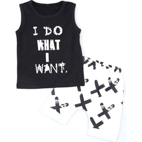 Hot new Kids Clothing Sets Baby cotton fashion letter vest suit male baby summer sleeveless baby boys girls clothes