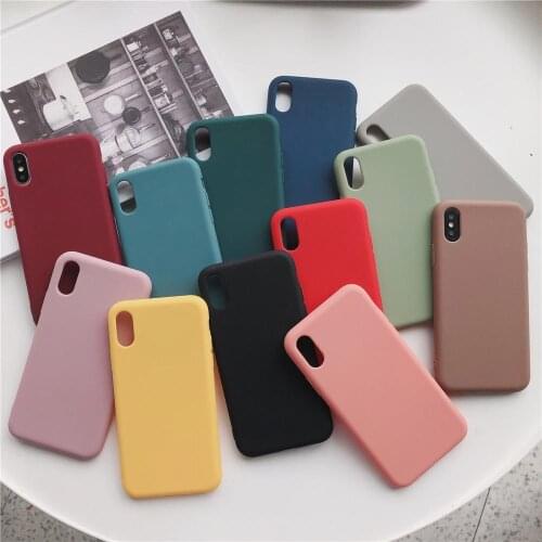 Matte plain case for Apple iphone X Xs max XR 7 8 6 6s plus soft tpu silicone vintage phone case cover 8plus candy coque Cute