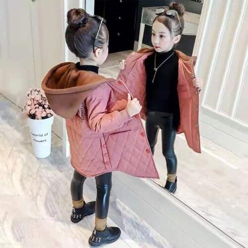 Fashion Children Jackets For Girls Autumn Winter Thickened Hooded Cotton-padded Down Coat Kids Warm Long Outerwear Girl Parkas