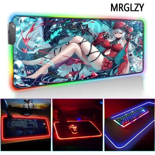 MRGLZY Multi-size Drop Shipping Anime Sexy Girl XXL Large RGB Mouse Pad LED Light Gamer Gaming Accessories Desk Mat for Csgo LoL