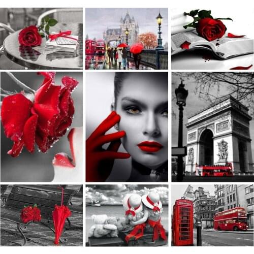 5D Diy Diamond Painting Full Square Drill Red and black Series Cross Stitch Kits Mosaic Picture Rhinestones Diamond embroidery