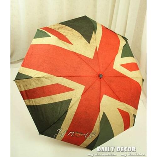 New ! Vintage flag clear umbrella 3 fold automatic sun and rain umbrella printed of American / British / Italy / Norway flag