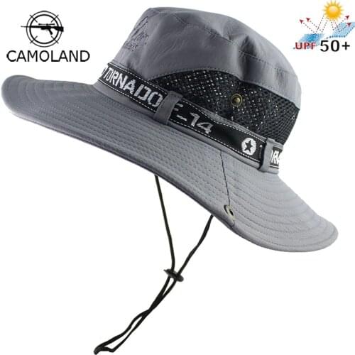 UPF50+ Sun Hat Men Mesh Bucket Hat Women Summer Fishing Hiking Cap Wide Brim UV Protection Flap Hat Breathable Beach Cap Outdoor