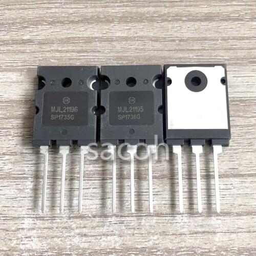 Genuine New Original 1Pairs(2PCS) MJL21195 MJL21195G 21195 + MJL21196 MJL21196G 21196 TO-3PL 16A 250V 200W Power Transistor