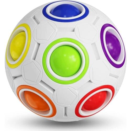 Rainbow Puzzle Ball with Pouch Cube Magic Fidget Ball Color-Matching Puzzle Game Fidget Toys Stress Ball Brain Teaser for Kids