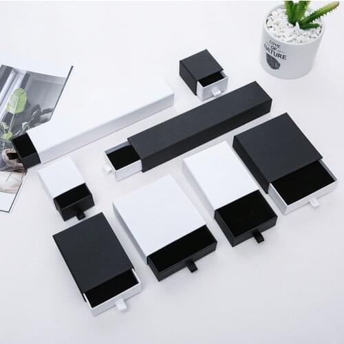 Jewelry Box Black and White Drawer Box for Ring Earrings Necklace Bracelet Jewelry Packaging Storage Gift Boxes for Jewellery