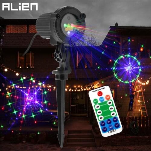 ALIEN 24 Patterns Red Green Blue Outdoor Motion Static Laser Projector Garden Holiday Christmas Tree House Wall Waterproof Light