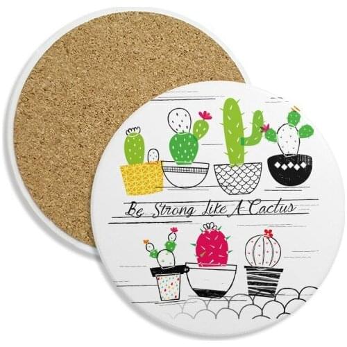 Succulents Potted Plant Cactus Ceramic Coaster Cup Mug Holder Absorbent Stone for Drinks 2pcs Gift
