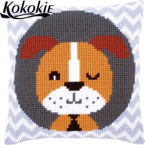 Handicraft fabric embroider yarn Needlework kits cross stitch pillow kits cartoon printed cushion 3d mat sets throw pillow case