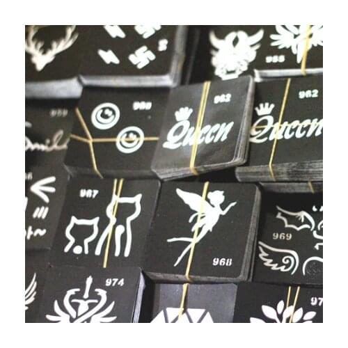 10pcs/set Plantillas Stencil Animal Flower Cross Henna Tattoo Stencil for Painting Glitter Tattoo Sjablonen Diy Airbrush Stencil
