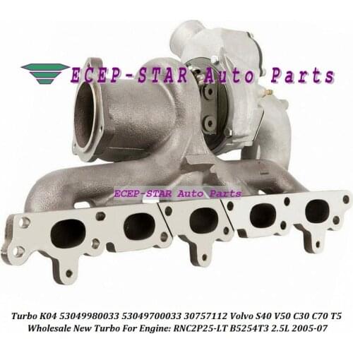 Turbo K04 53049980033 53049700033 53049880033 30650975 30650569 6G9N6K682AA For Volvo C30 S40 V50 C70 T5 RNC2P25-LT B5254T3 2.5L
