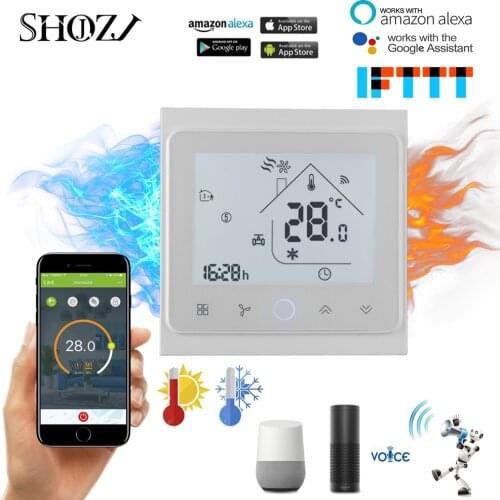 Tuya alexa Programmable WiFi Central Air Conditioner Thermostat Temperature Controller 2 Pipe 4 Pipe 3 Speed Fan Coil Unit