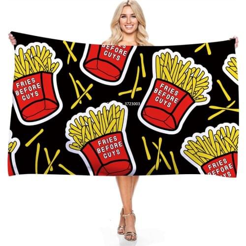 Delicious Food Hamburger Corn Pizza Series 3D Digital Printed Rectangular Bath Towel Outdoor Swimming Absorbent Beach Towel