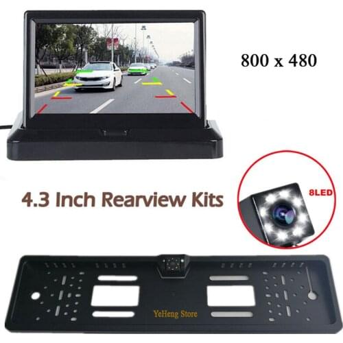 High Resolution 4.3" Color TFT LCD Folding Car Parking Assistance Monitors DC 12V Foldable Car Monitor With LED Rear View Camera
