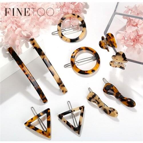 Geometric Tortoise Shell Acetate Hair Clips for Women Triangle Bar Circle Heart Acrylic Barrette Hair Claw Hair Accessories