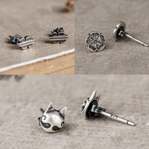 VamGoth1573 925 Sterling Silver Dollar shaped stud earrings Classic Jewelry for Women Men Factory Free Shipping