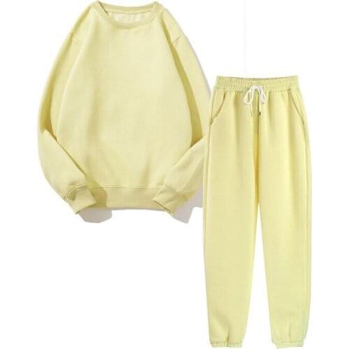 Spring autumn 2 Piece Set Women Casual Round Neck Long Sleeve Hoodies High Waist sweatpants Tracksuit Women workout sportswear