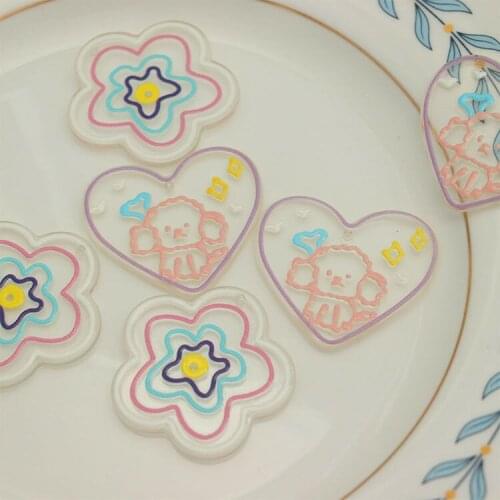 10 PCS 38mm Ice Cream Acrylic Flower Heart Fashion And Sweet Style DIY Handmade Jewelry Accessories