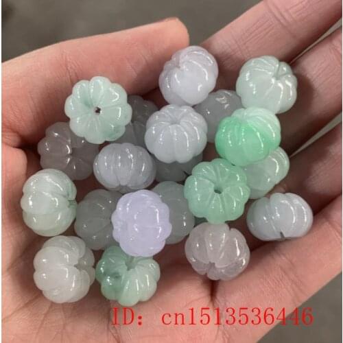 3pc Natural A Green Jade Tricolor Pumpkin Beads DIY Bracelet Bangle Jadeite Jewellery Fashion Accessories Amulet Gifts Women Men